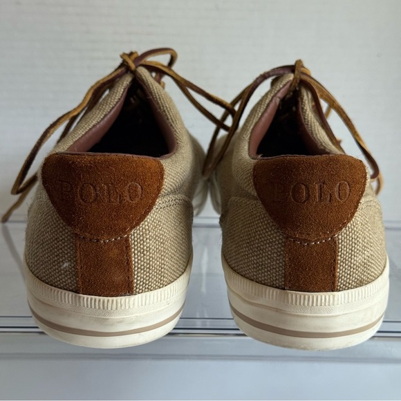 Polo Ralph Lauren Vaughn Beige Canvas & Suede Sneakers Size 10 D - Picture 9 of 11